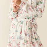 Skyler Cloud Jersey Banded Long Robe in Jet Set
