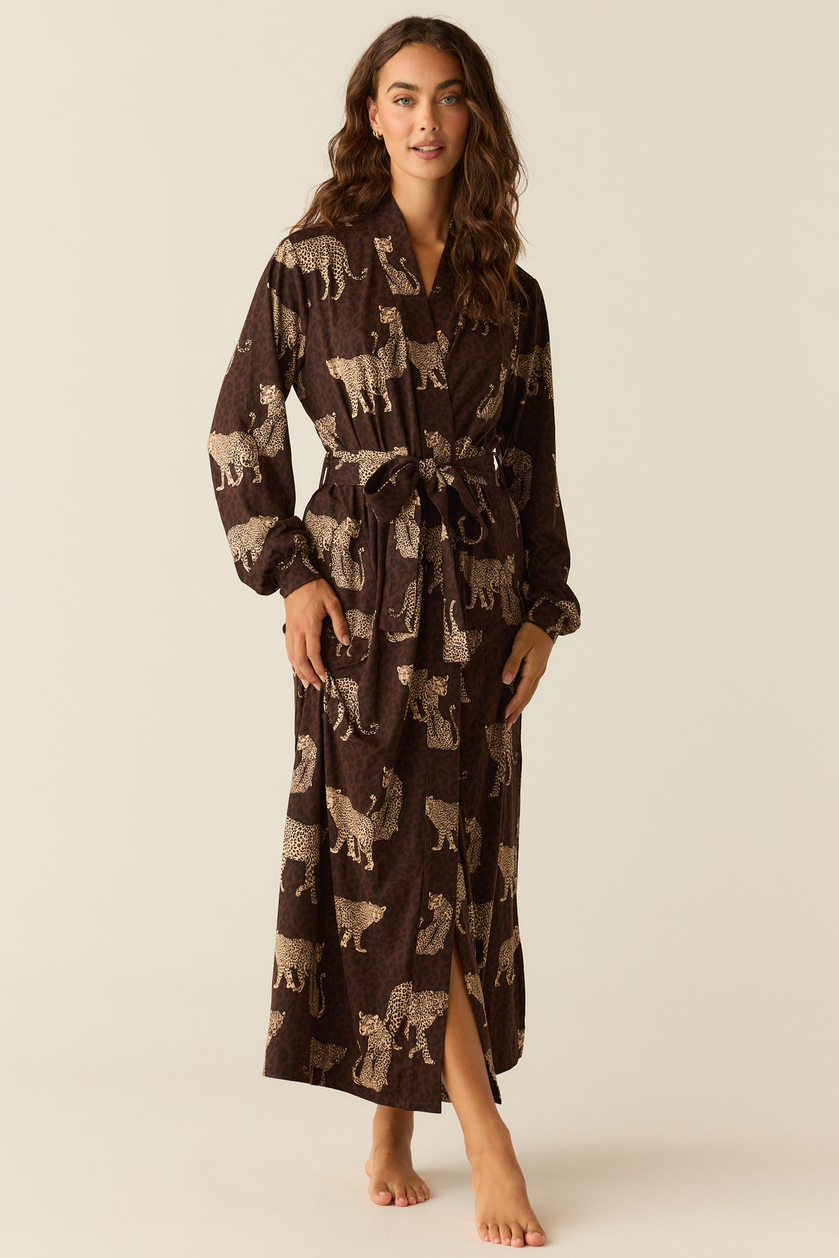 Skyler Cloud Jersey Banded Long Robe Savanna