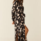 Skyler Cloud Jersey Banded Long Robe in Zodiac