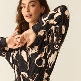 Skyler Cloud Jersey Banded Long Robe in Zodiac