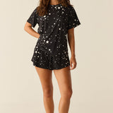 Taylor Cloud Jersey PJ Set in Black Stars