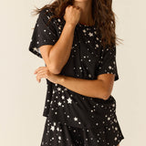 Taylor Cloud Jersey PJ Set in Black Stars