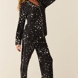 Winter Cloud Jersey PJ Set in Black Stars