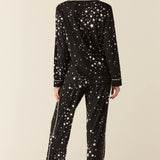 Winter Cloud Jersey PJ Set in Black Stars