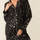 Winter Cloud Jersey PJ Set in Black Stars