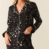 Winter Cloud Jersey PJ Set in Black Stars