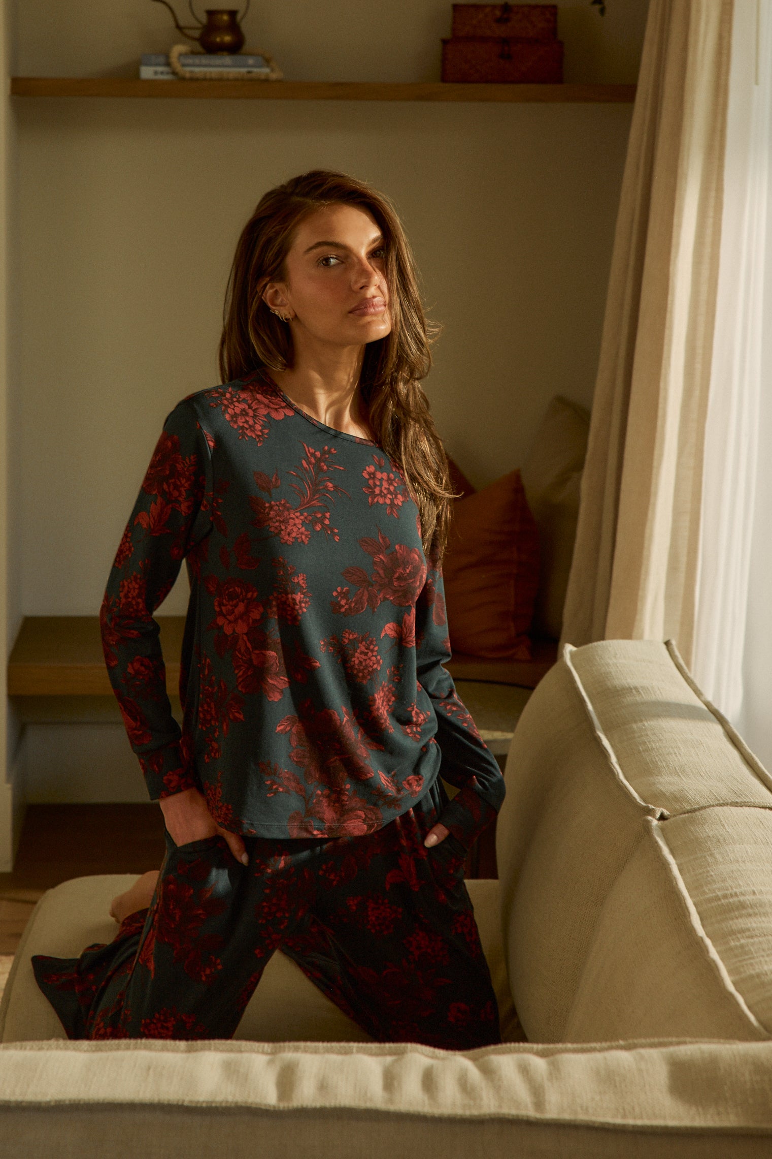 Hayley Cloud Jersey PJ Set in Belladonna