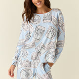 Hayley Cloud Jersey PJ Set in Parisian Postcard