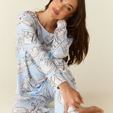 Hayley Cloud Jersey PJ Set in Parisian Postcard