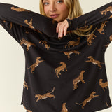 Hayley Cloud Jersey PJ Set in Panthera