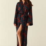 Kaia Cloud Jersey Kimono Robe in Belladonna