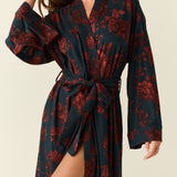 Kaia Cloud Jersey Kimono Robe in Belladonna