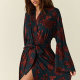 Kaia Cloud Jersey Kimono Robe in Belladonna