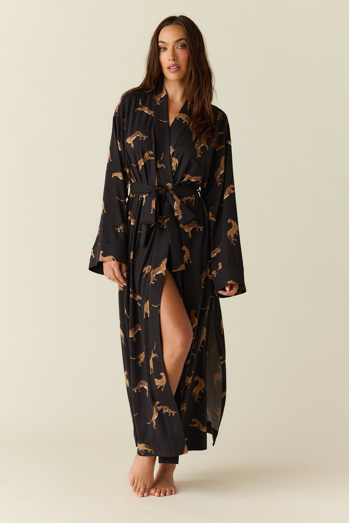 Kaia Cloud Jersey Kimono Robe Panthera