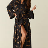 Kaia Cloud Jersey Kimono Robe in Panthera