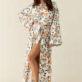Kaia Cloud Jersey Kimono Robe in Orange Grove