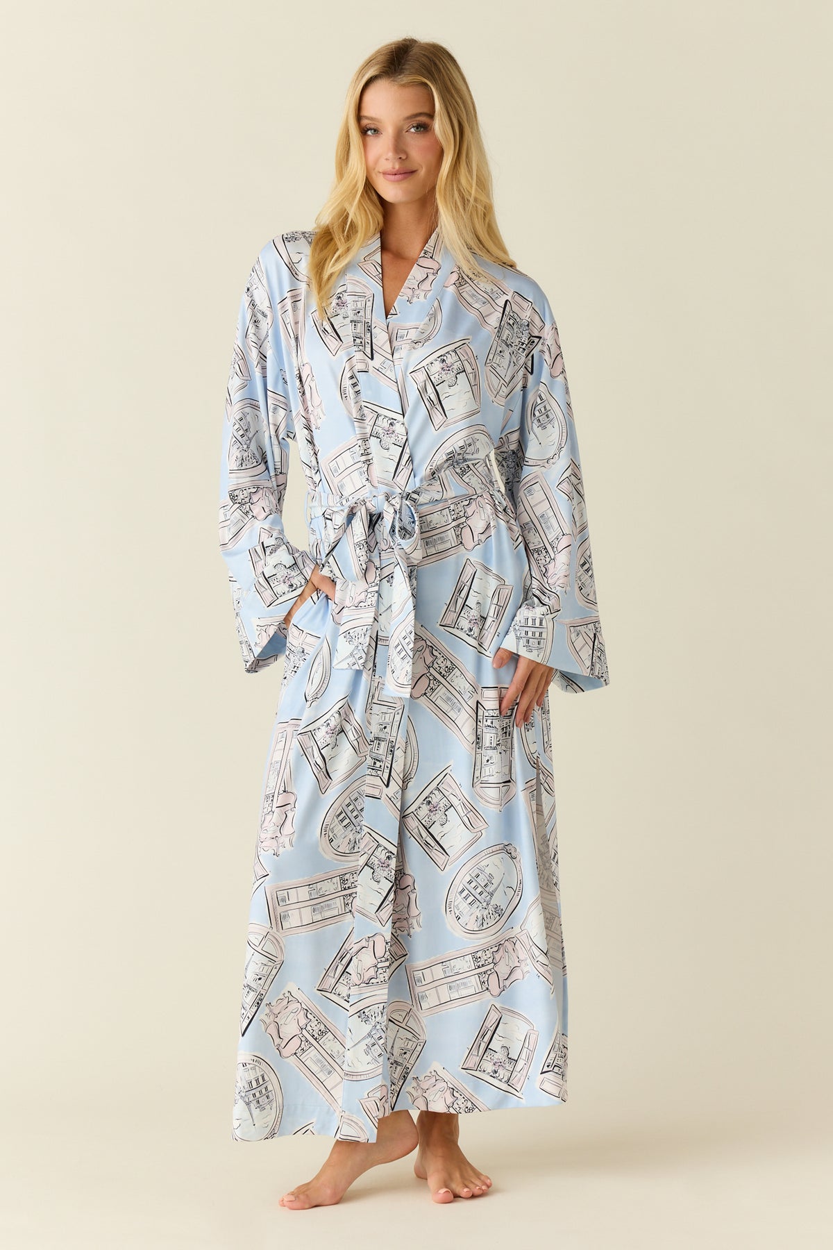 Kaia Cloud Jersey Kimono Robe Parisian Postcard