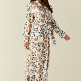 Skyler Cloud Jersey Banded Long Robe in Orange Grove