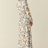 Skyler Cloud Jersey Banded Long Robe in Orange Grove