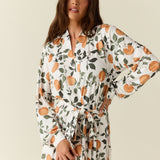 Skyler Cloud Jersey Banded Long Robe in Orange Grove