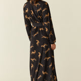Skyler Cloud Jersey Banded Long Robe in Panthera