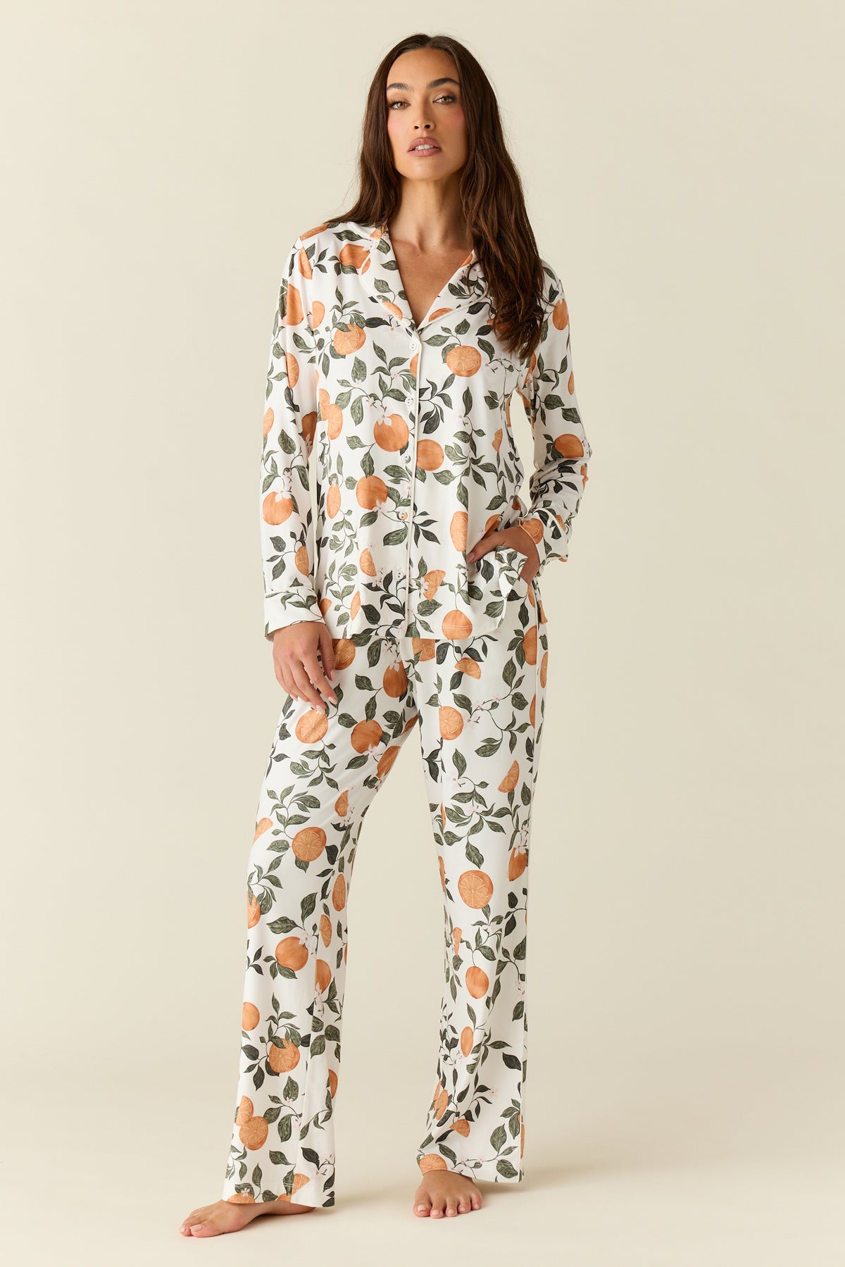 Winter Cloud Jersey PJ Set in Orange Grove