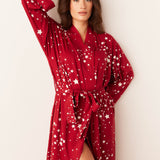 Kaia Kimono Robe | Red Stars