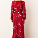 Skyler Banded Long Robe | Red Stars