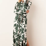 Skyler Banded Long Robe | Emerald Floral