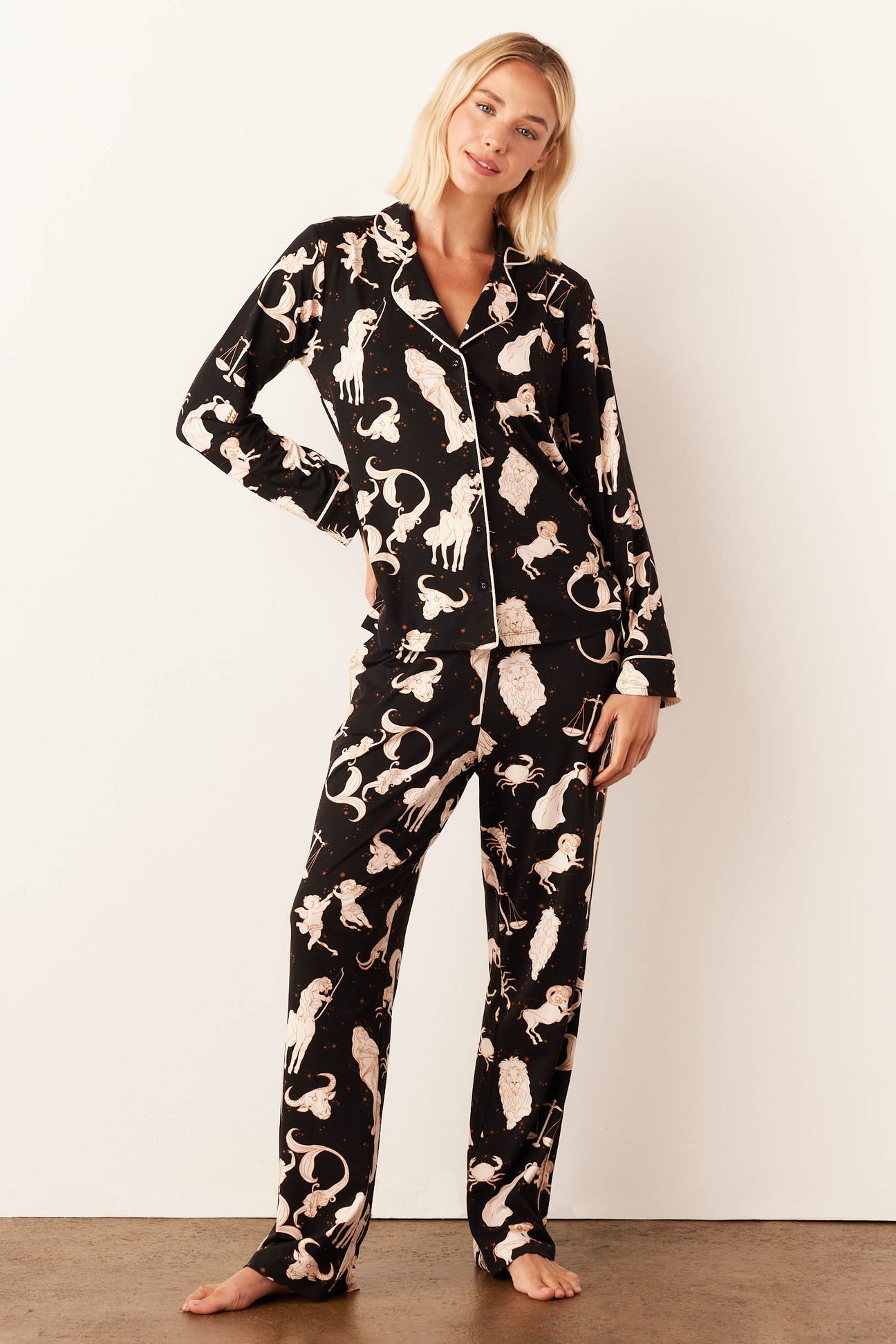 Winter Fun Print on Off-White PJ Set