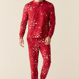 Adam Cloud Jersey Henley Set in Red Stars