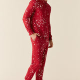 Adam Cloud Jersey Henley Set in Red Stars
