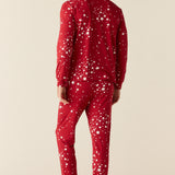 Adam Cloud Jersey Henley Set in Red Stars