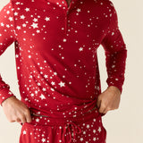 Adam Cloud Jersey Henley Set in Red Stars