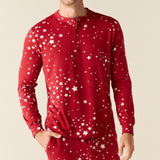 Adam Cloud Jersey Henley Set in Red Stars