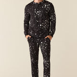 Adam Cloud Jersey Henley Set in Black Stars