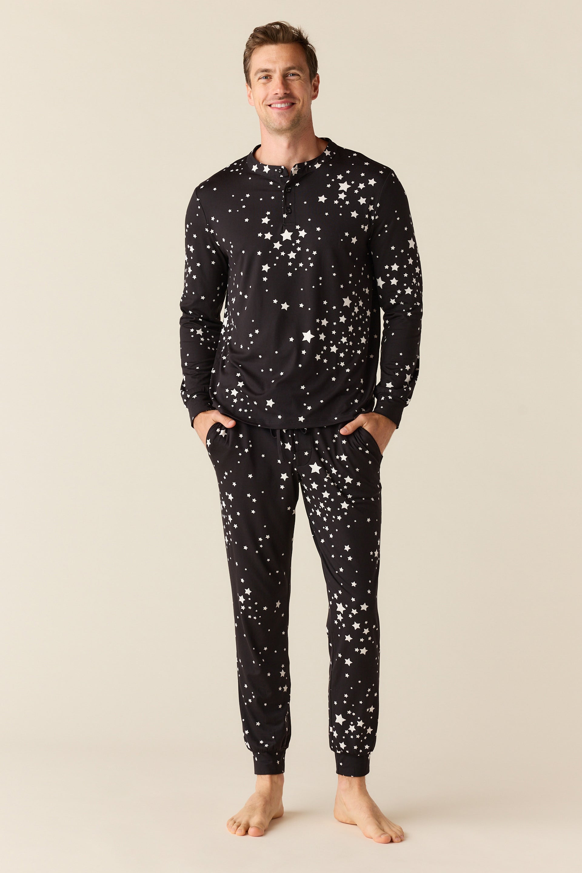 Adam Cloud Jersey Henley Set Stars