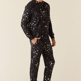 Adam Cloud Jersey Henley Set in Black Stars