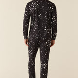 Adam Cloud Jersey Henley Set in Black Stars