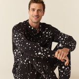 Adam Cloud Jersey Henley Set in Black Stars