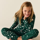 Alex Cloud Jersey Tween PJ Set in Green Stars