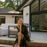 Kaia Cloud Jersey Kimono Robe in Black Stars