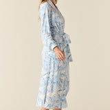Della Cloud Jersey Banded Midi Robe in Winter Bows