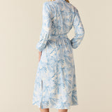 Della Cloud Jersey Banded Midi Robe in Winter Bows