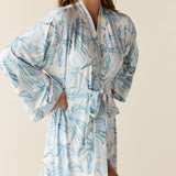 Kaia Cloud Jersey Kimono Robe in Winter Bows