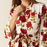 Kaia Cloud Jersey Kimono Robe in Roses Are Red