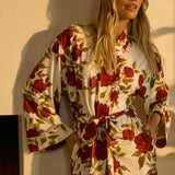 Kaia Cloud Jersey Kimono Robe in Roses Are Red