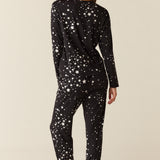 Shari Cloud Jersey PJ Set in Black Stars