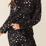 Shari Cloud Jersey PJ Set in Black Stars