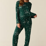 Shari Cloud Jersey PJ Set in Green Stars